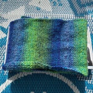 Hand-Knit Multicolor Blue & Green Neck Warmer